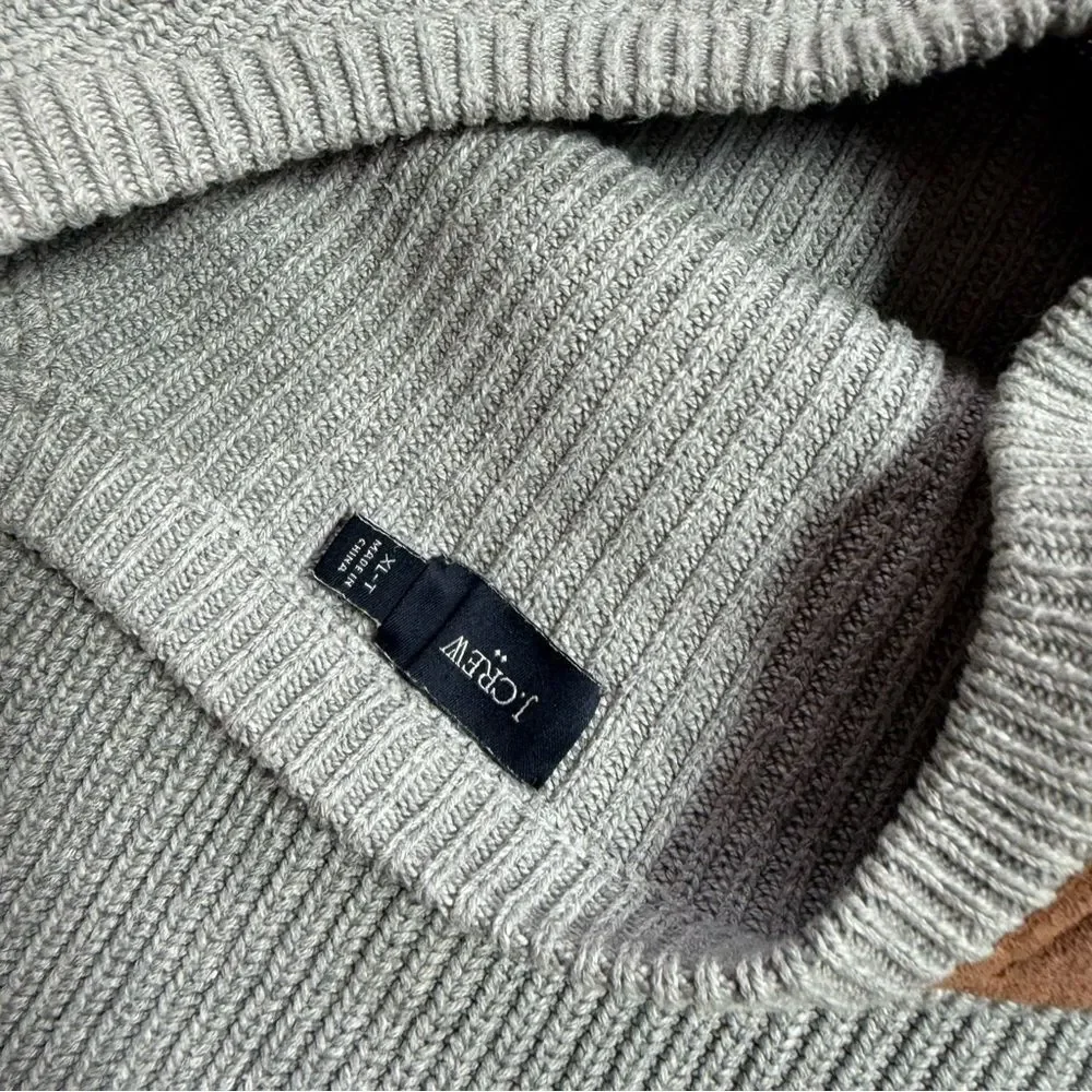 J. Crew Woodsman Suede Shoulder Patch Ribbed Collegiate Sweater